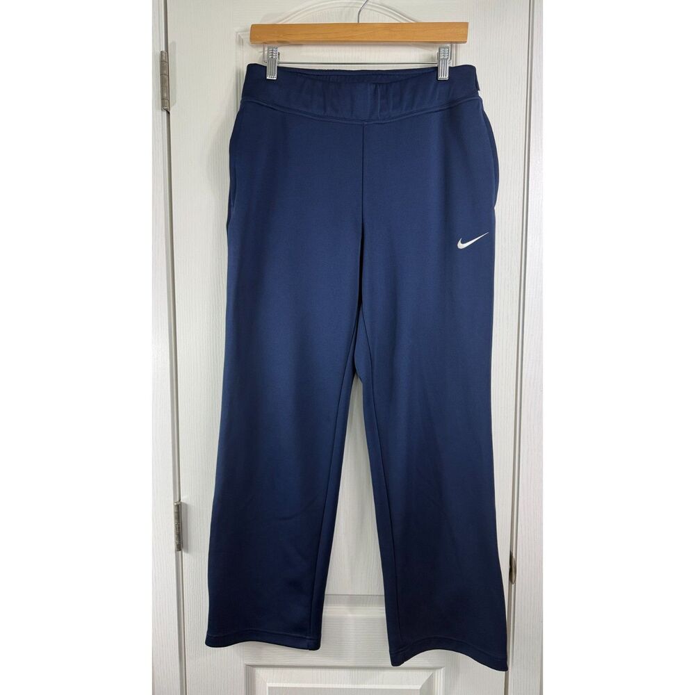Nike Dri-FIT Women's Navy Straight Leg Athletic Pants Size Medium Zip Hem